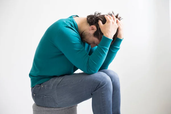 Depressed Man Studio Background — Stock Photo, Image