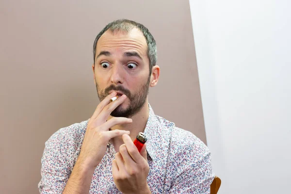 Man Who Tempted Smoke Again Having Given Smoking — Stock Photo, Image