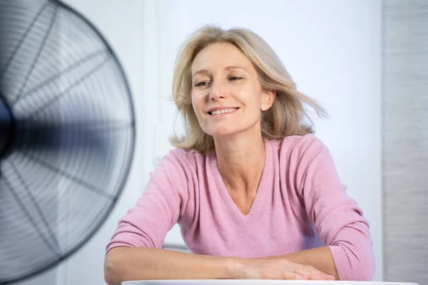 Menopausal Woman Having Hot Flush — Stok fotoğraf