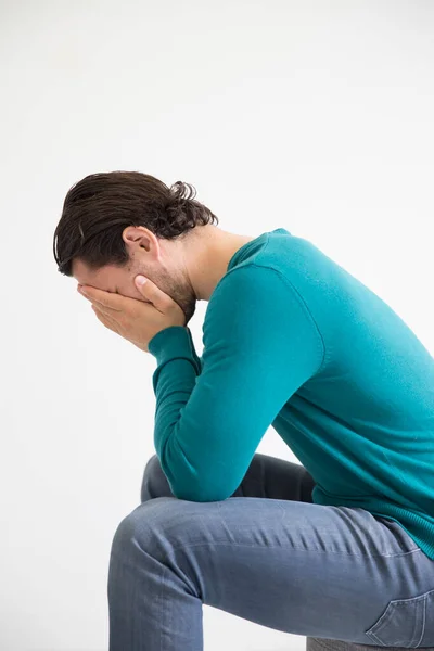 Depressed Man Studio Background — Stock Photo, Image