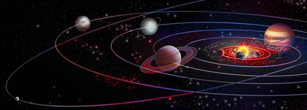 Planetary System Sun Different Planets Gravitate — Stock Photo, Image