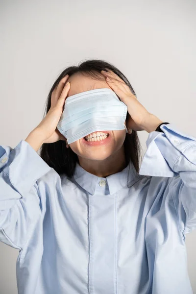 Young Woman Wearing Mask Her Eyes — Stock Photo, Image