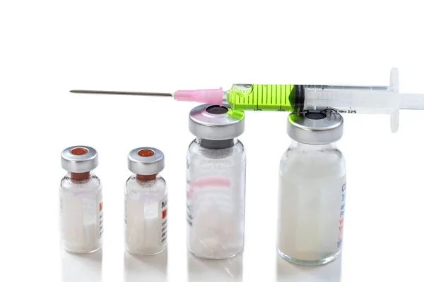 Vial Botle Syringe White Background — Fotografia de Stock
