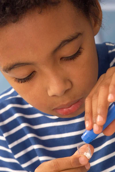 Little Boy Taking Medicine — Stock Photo, Image