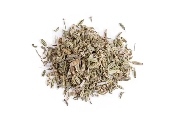 Close Pile Cumin Seeds Isolated White Background — Stock Photo, Image