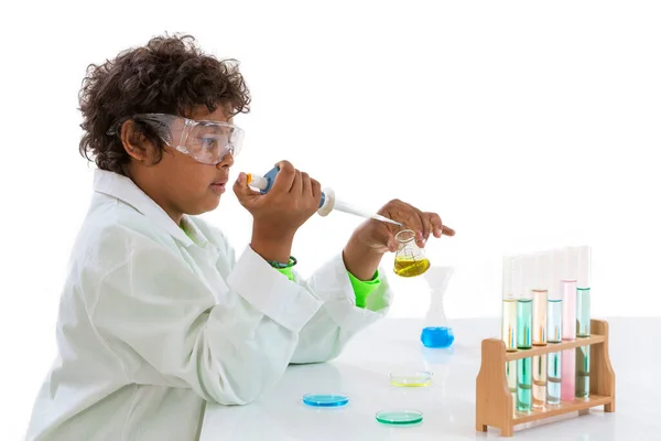 Teen Boy Playing Scientist — Stockfoto