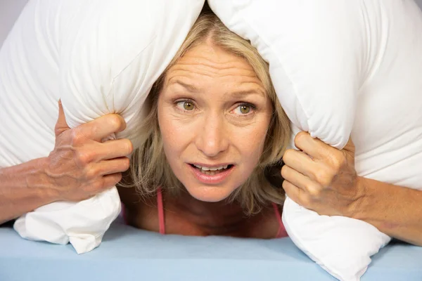 Woman Struggling Wake Morning — Stock Fotó