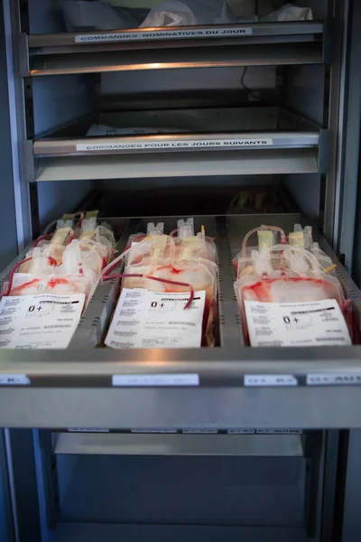 Blood Depot Stores Distributes Bags Blood Platelets Intended Hospital Patients — Stock Photo, Image