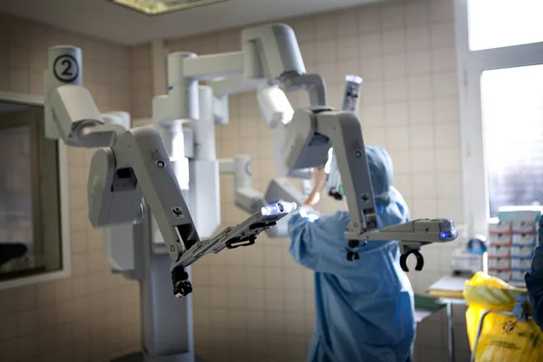 Urology Department Hospital Performing Prostatectomies Using Robot Surgeon lizenzfreie Stockbilder