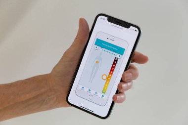 Diagram on a mobile phone to evaluate pain threshold.