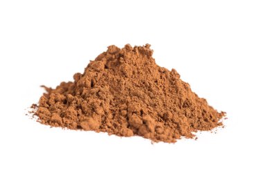 Cinnamon powder pile on a white background