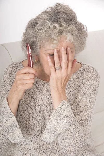 Senior Woman Telephoning Close — Stock fotografie