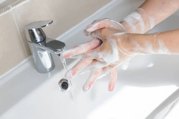 Woman Suffering Contamination Ocd Obsessive Hand Washing — 图库照片