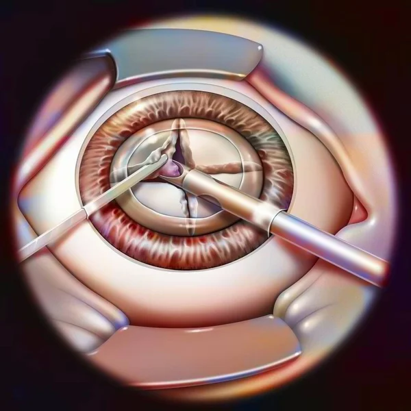 Eye Cataract Phacoemulsification Consists Breaking Lens Probe —  Fotos de Stock