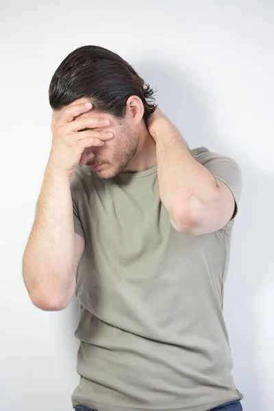 Depressed Man Studio Background — Stock Photo, Image