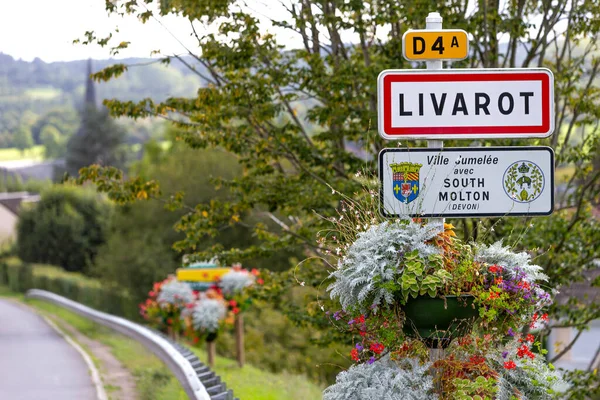 Close Sign Entrance Town Livarot Known Its Cheese — Stockfoto