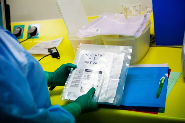 Skin Taken Donors Sent Biobank Preparation Skin Samples — Stock Photo, Image