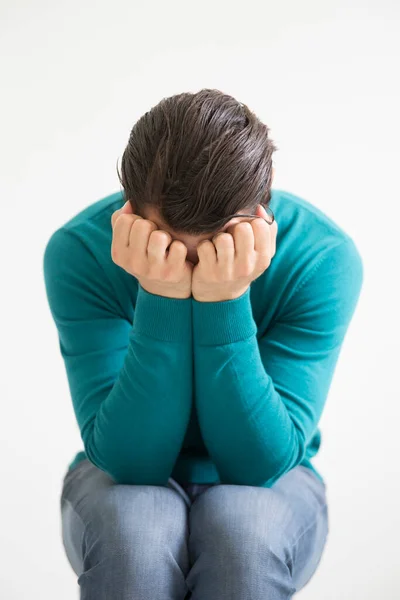 Depressed Man Studio Background — Stockfoto