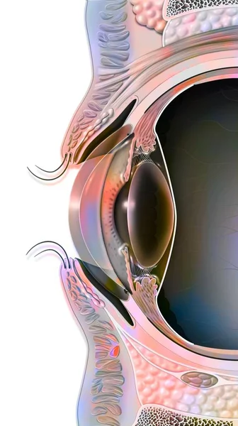 Median Sagittal Section Eye Eyelid — Foto Stock