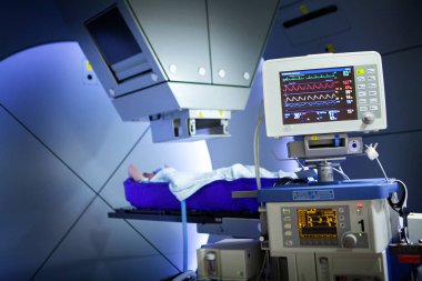 Proton therapy irradiates cancer cells with a beam of protons inside the tumor.