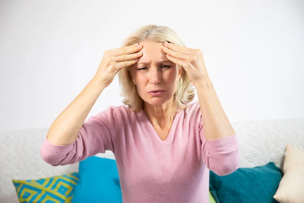 Woman Her Fifties Migraine — Stok fotoğraf