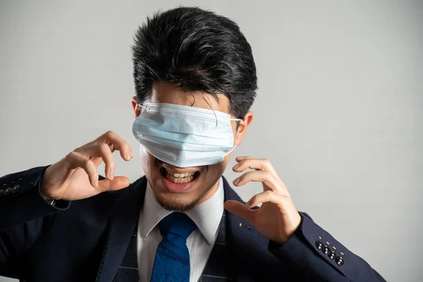 Screaming Man Wearing Mask His Eyes — Stockfoto