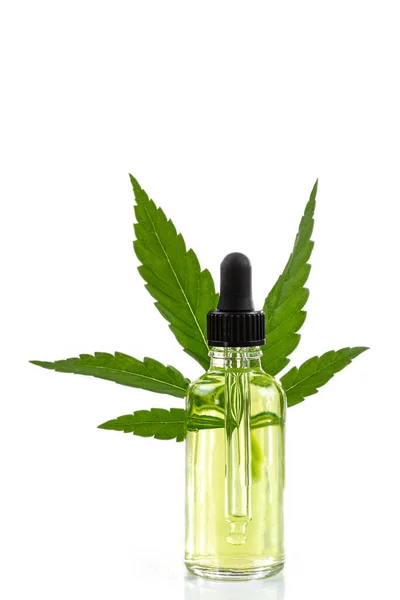 Close Bottle Cannabis Oil Isolated White Background — 스톡 사진