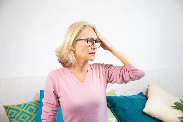 Woman Her Fifties Migraine — 스톡 사진