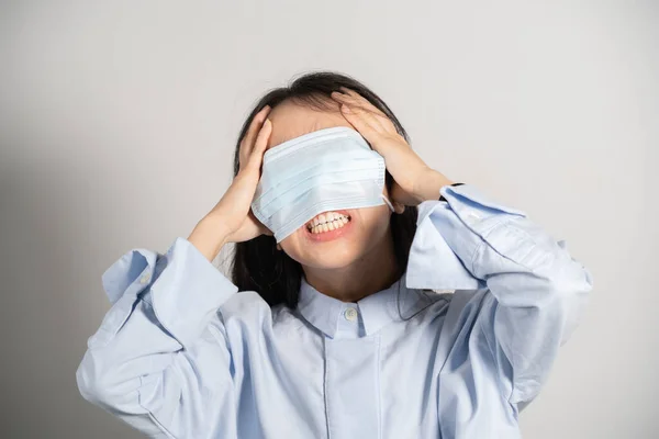 Young Woman Wearing Mask Her Eyes — Stockfoto