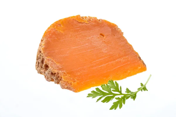 Farm Mimolette Cheese White Background — Fotografia de Stock