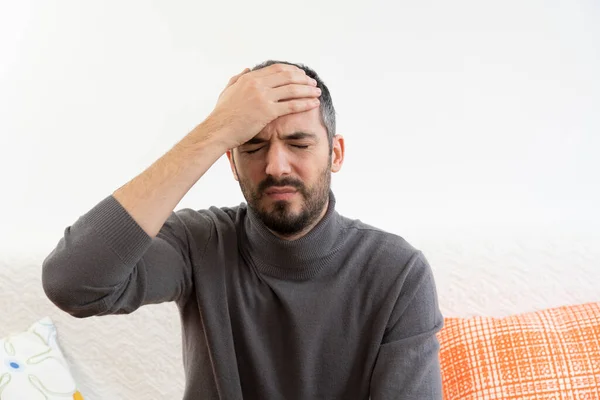 Man Fever Migraine —  Fotos de Stock