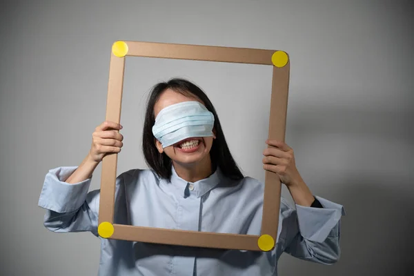 Masked Angry Asian Young Woman — ストック写真
