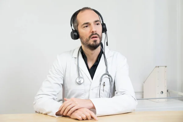 Hospital Doctor Video Consultation Patient Fellow — Stok fotoğraf