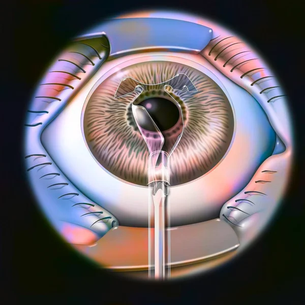 Intraocular Implant Clipped Iris Placed Posterior Chamber — Stock Photo, Image