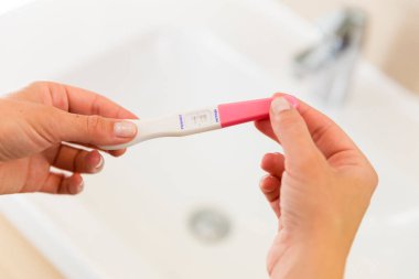 Positive pregnancy test. close-up view