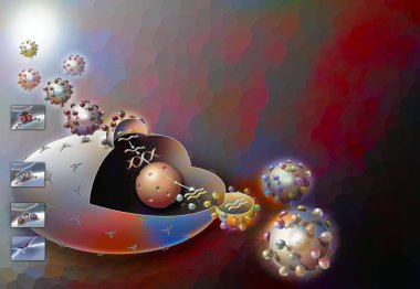 Penetration and duplication of the AIDS virus in the host cell.