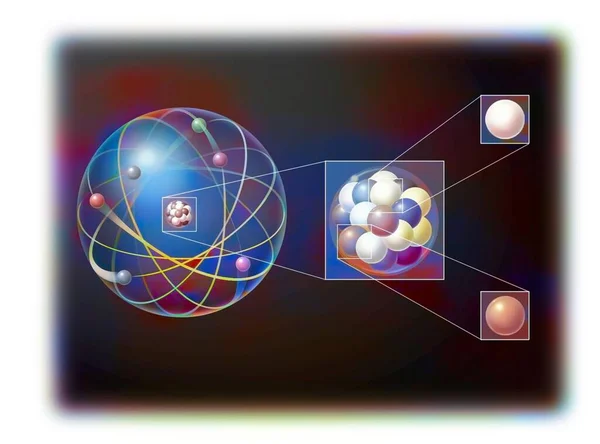 Atom Made Electrons Nucleus Zoom Nucleus — Stockfoto