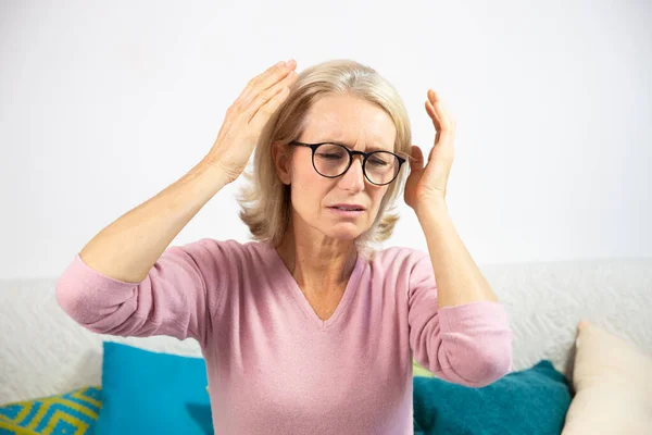 Woman Her Fifties Migraine —  Fotos de Stock