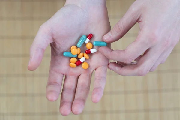 Palm Hand Full Medication — Stock Photo, Image