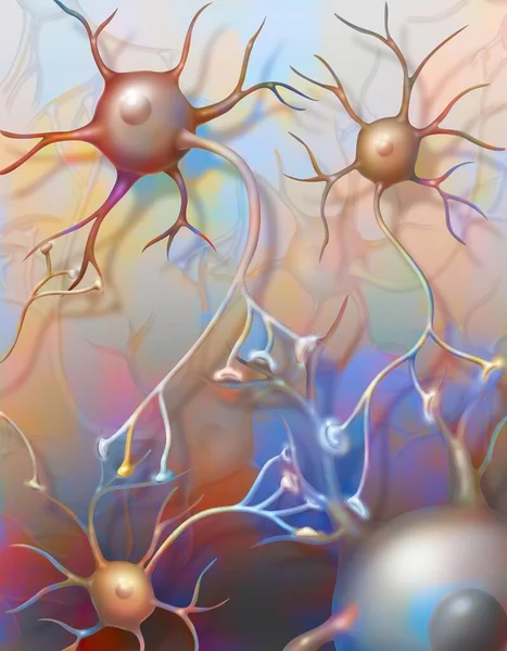 Connected Neurons Showing Transmission Nerve Impulses — Fotografia de Stock