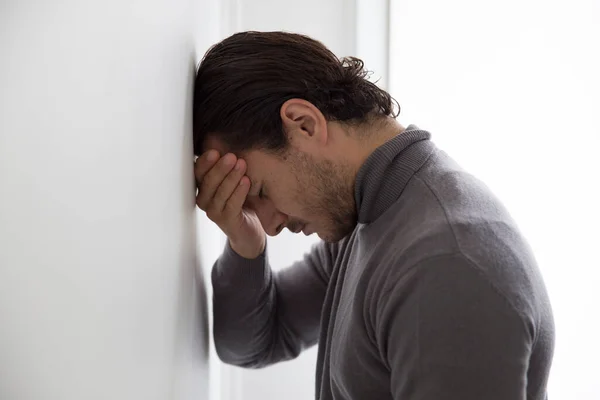 Depressed Man Studio Background — Stock Fotó