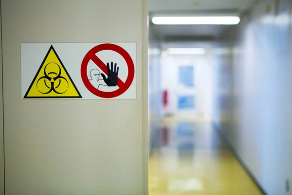 Hospital Biology Laboratory Prohibition Sign Biohazard Zone — Foto de Stock