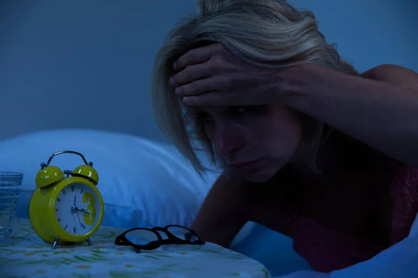 Woman Struggling Wake Morning — Stock Photo, Image