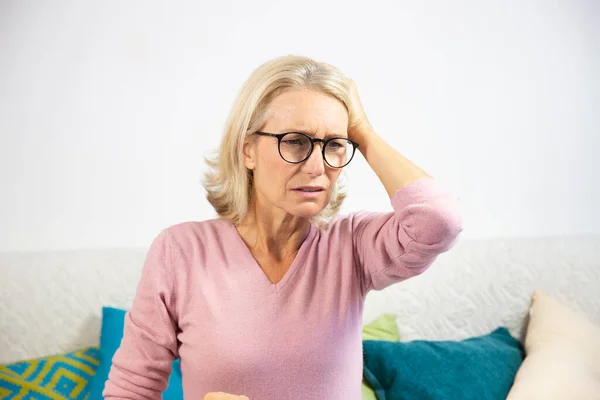 Woman Her Fifties Migraine — Stock Fotó