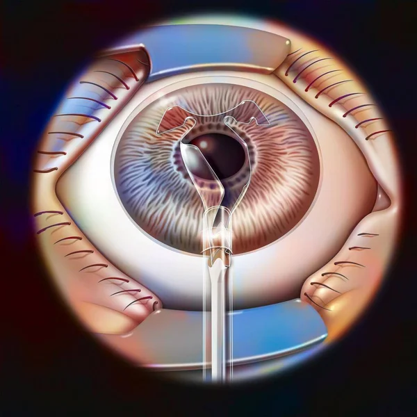 Intraocular Implant Clipped Iris Placed Posterior Chamber — Fotografia de Stock