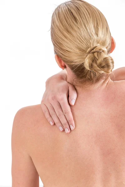 Mujer Que Sufre Dolor Espalda — Foto de Stock