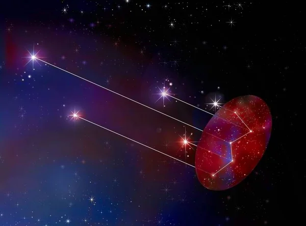 Constellation Cassiopeia on a map and how it is arranged in space.