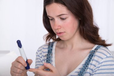 Blood sugar testing. close-up view