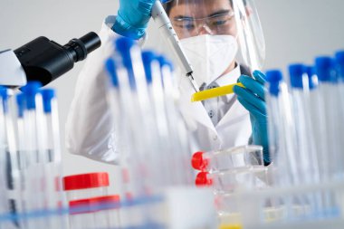 Laboratory assistant conducting experiments for laboratory research.