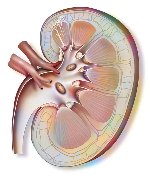 Kidney Left Ureter Nephron Enlarged Size — Stockfoto